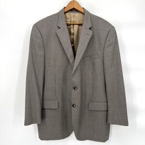 Peter Millar Crown Wool Sports Coat Blazer Mens 46R Brown Blue Houndstooth Check